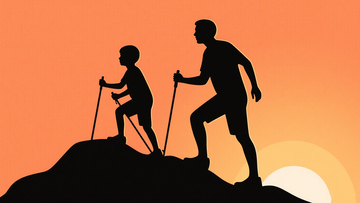 父子登山陪伴剪影