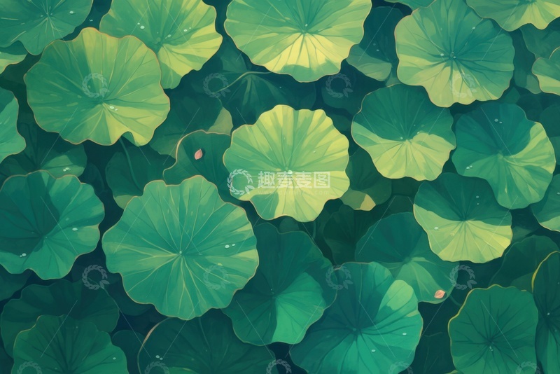 高清大图下载【趣麦麦图】一片荷叶池塘背景