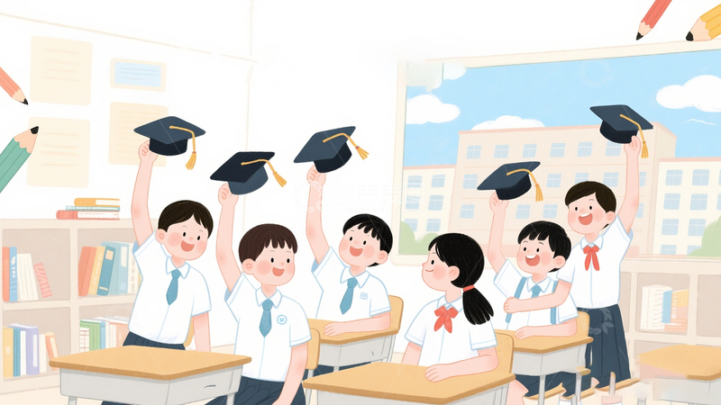 高清大图下载【趣麦麦图】毕业青春校园纪念海报背景