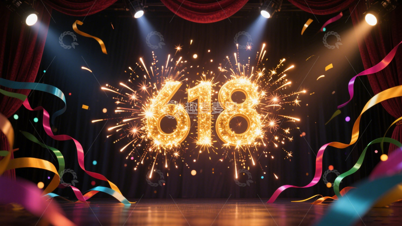 高清大图下载【趣麦麦图】618舞台烟花背景