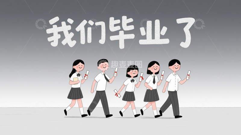 高清大图下载【趣麦麦图】青春的告别时刻海报背景