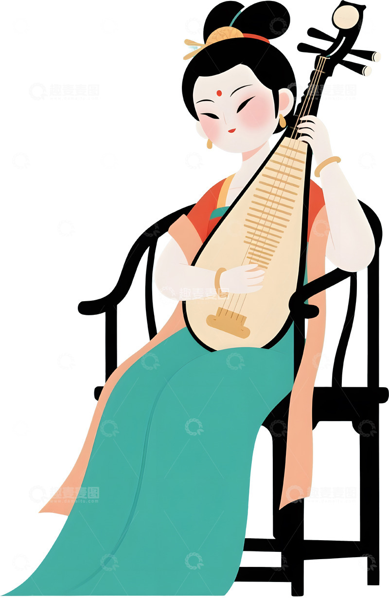 高清大图下载【趣麦麦图】唐代古风仕女卡通人物24