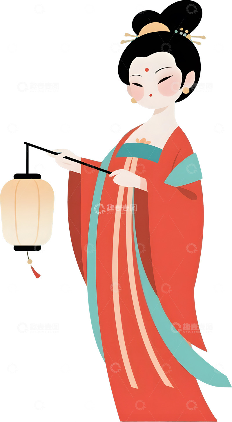 高清大图下载【趣麦麦图】唐代古风仕女卡通人物27