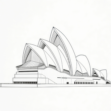 悉尼歌剧院线稿建筑