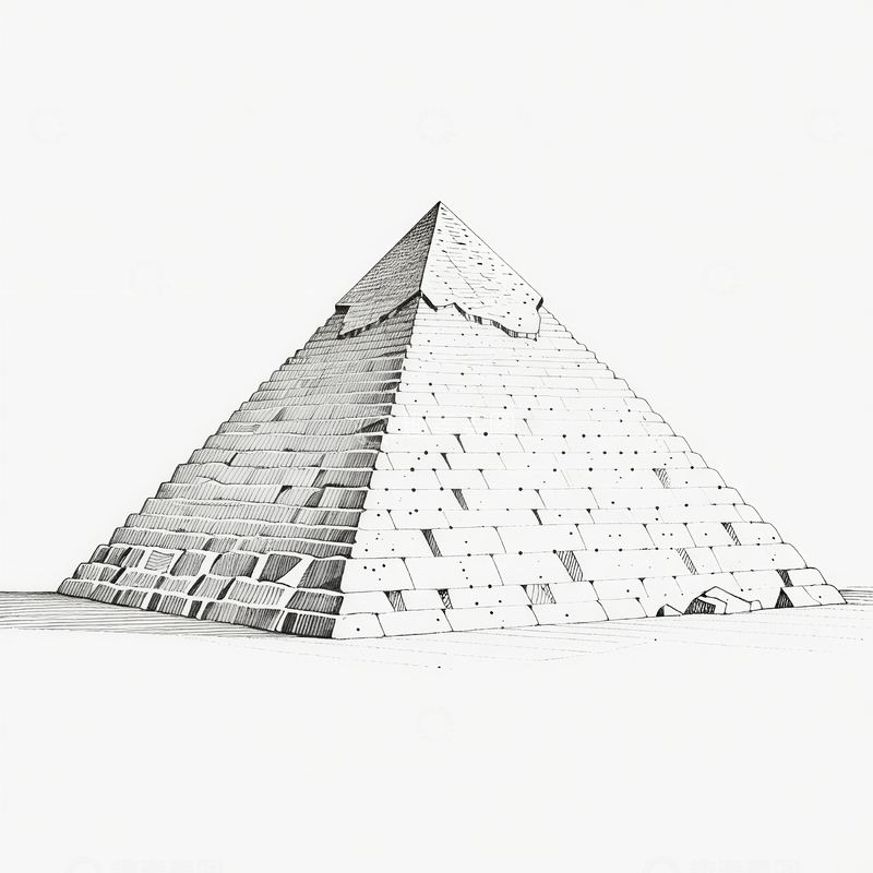 高清大图下载【趣麦麦图】金字塔线稿建筑