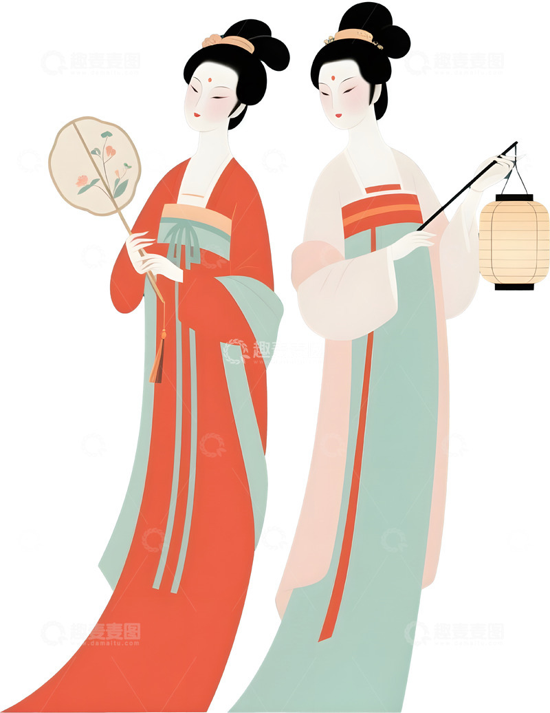 高清大图下载【趣麦麦图】唐代古风仕女卡通人物29