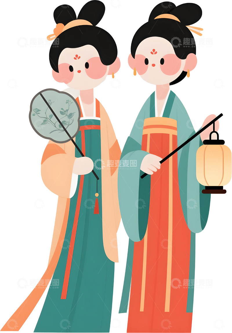 高清大图下载【趣麦麦图】唐代古风仕女卡通人物47