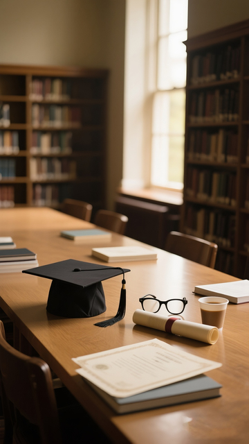 毕业图书馆静物场景