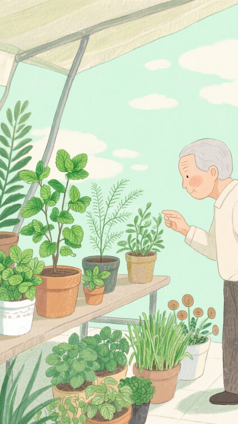 高清大图下载【趣麦麦图】绿植摊的温馨时光1