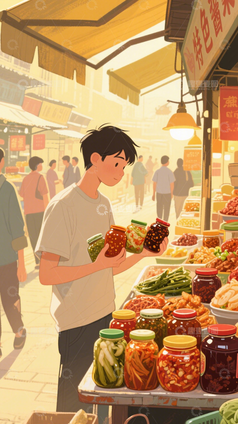 高清大图下载【趣麦麦图】酱菜摊的烟火日常4