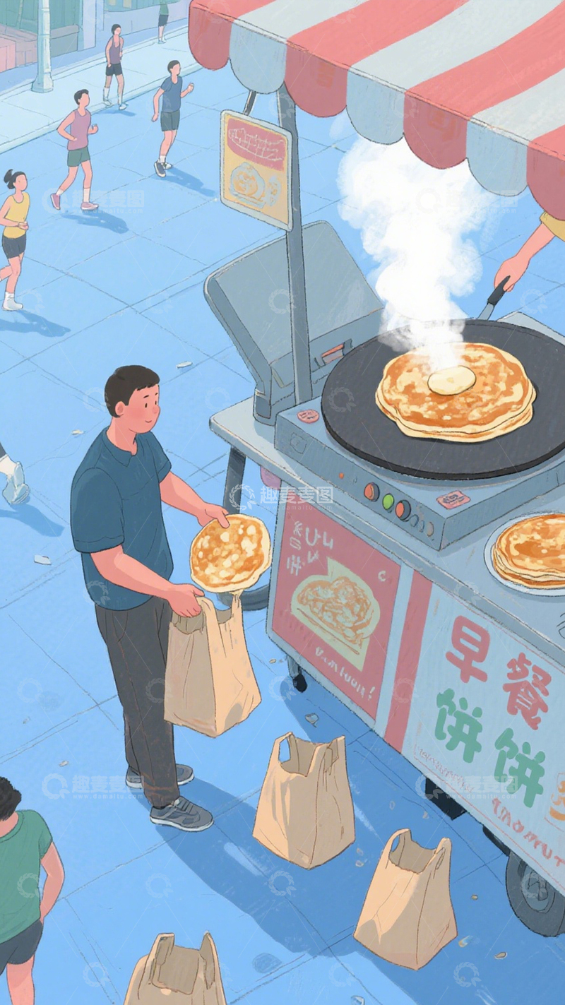 高清大图下载【趣麦麦图】早餐摊烟火气美食2