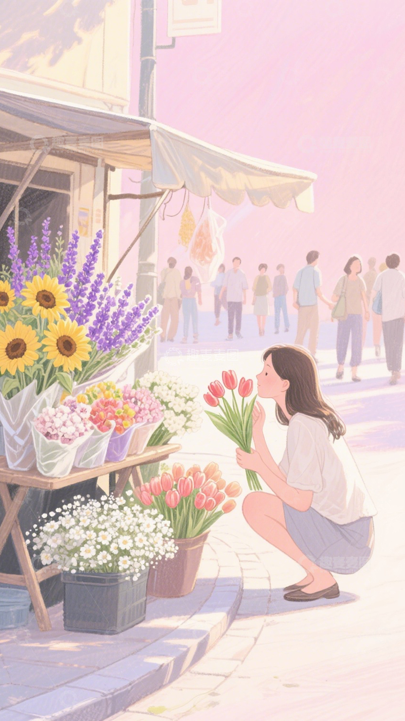 高清大图下载【趣麦麦图】花摊的浪漫美好4