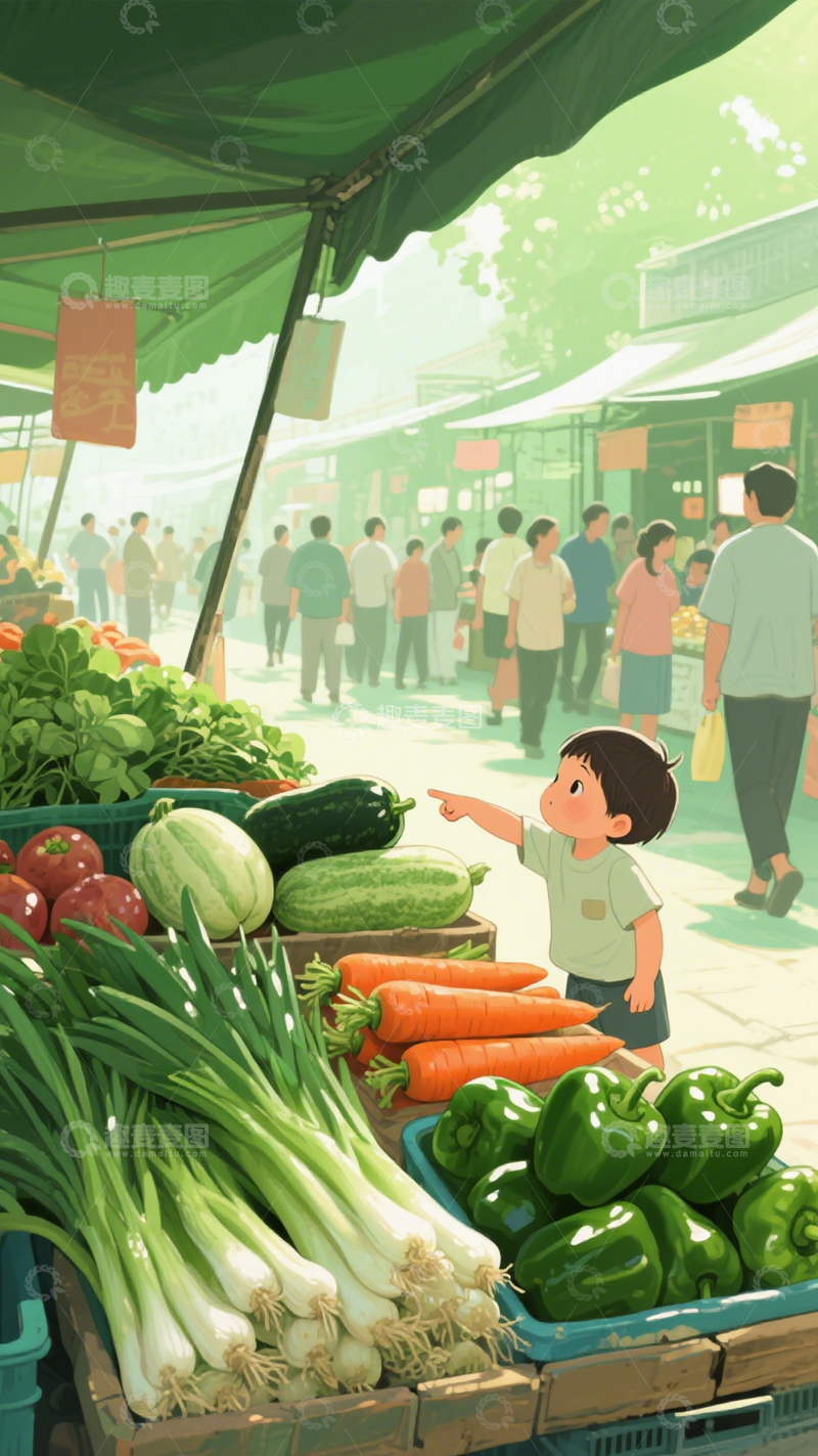 高清大图下载【趣麦麦图】生鲜集市的生活烟火2