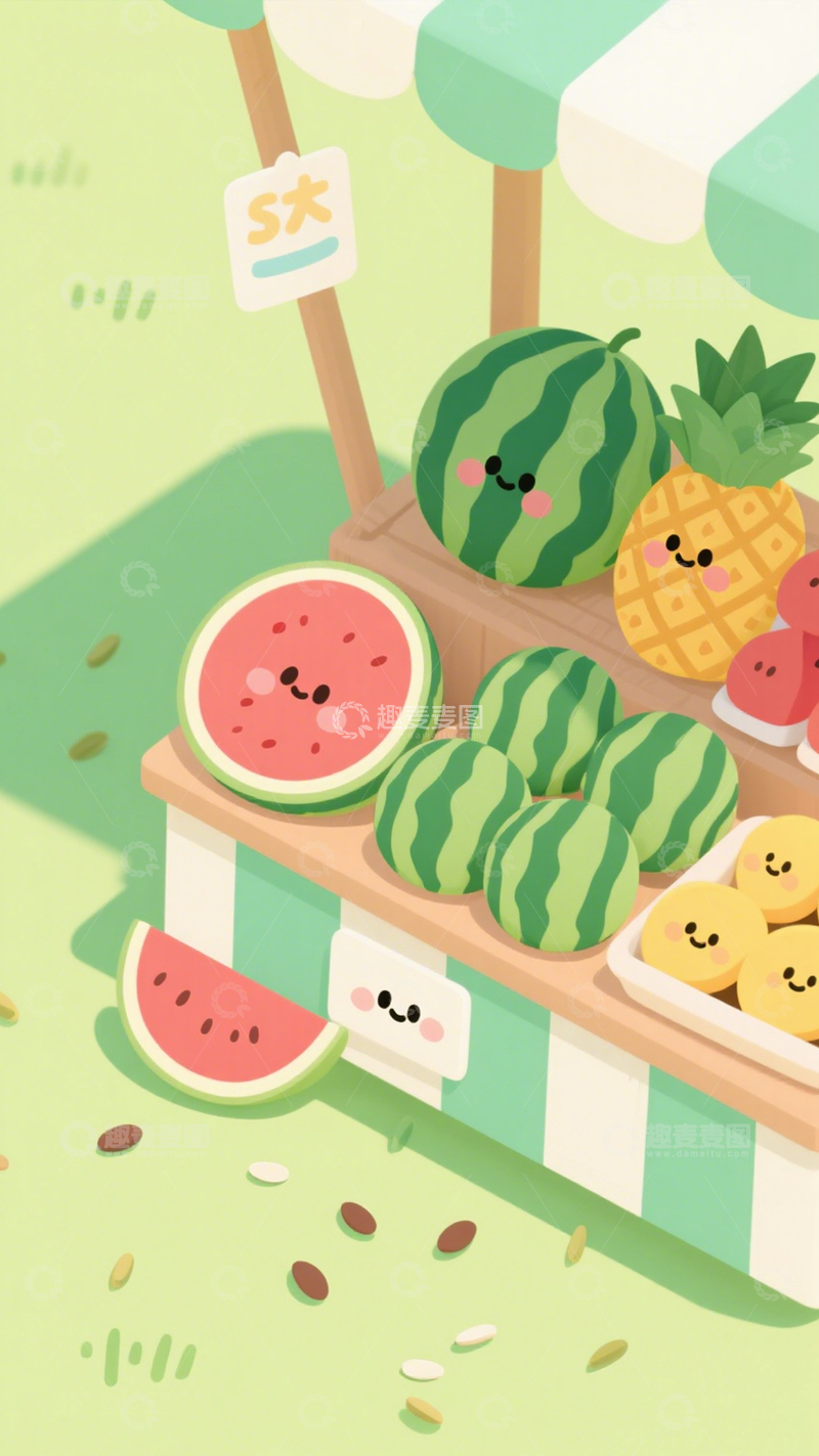 高清大图下载【趣麦麦图】水果摊的夏日童趣3