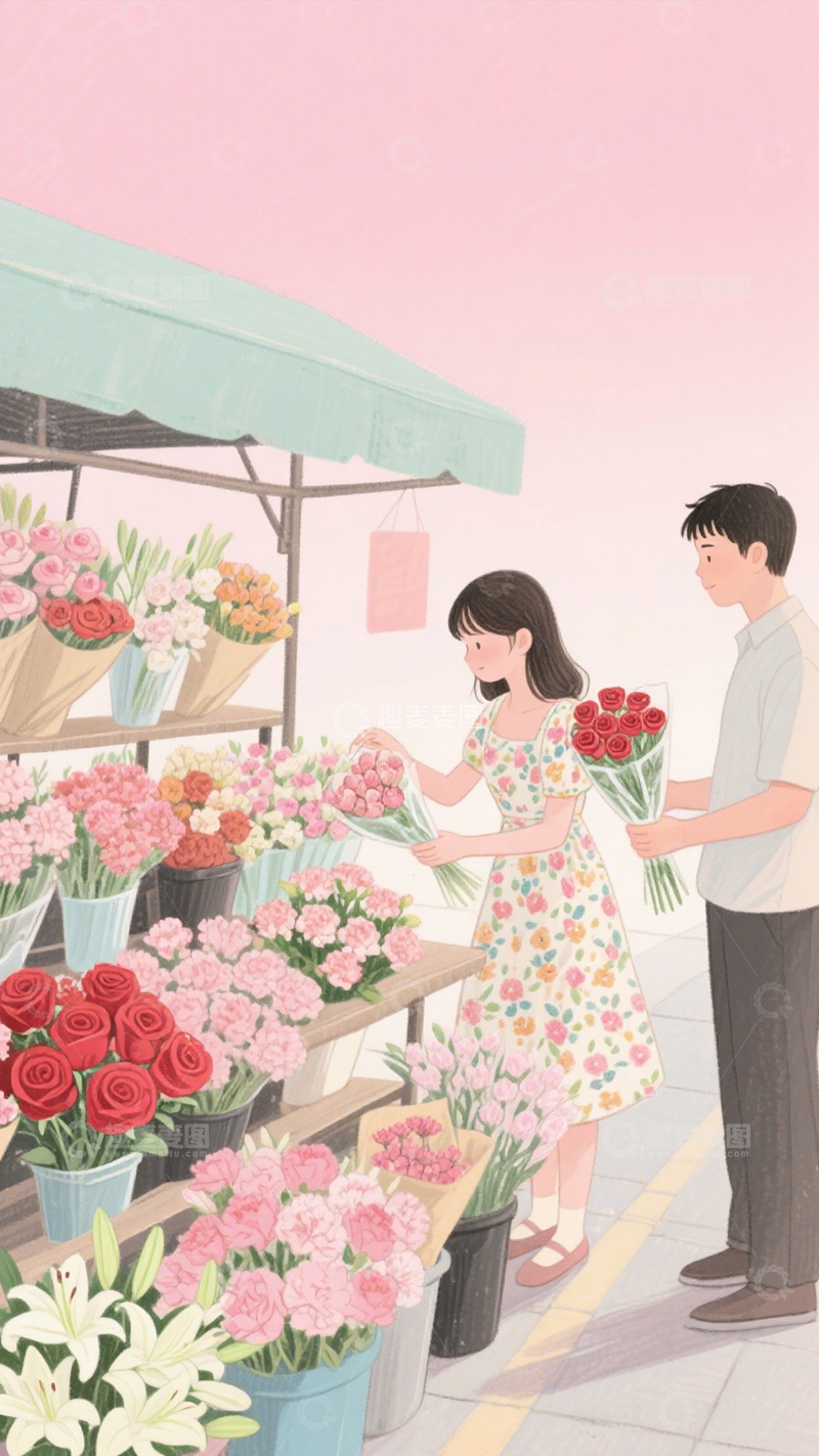 高清大图下载【趣麦麦图】花摊的浪漫美好3