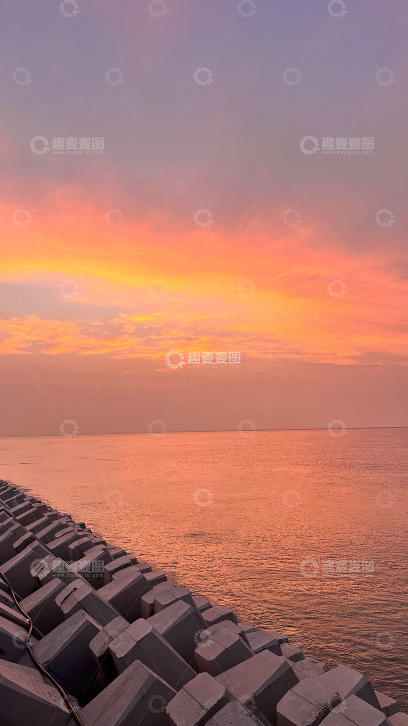 高清大图下载【趣麦麦图】海边晚霞落日