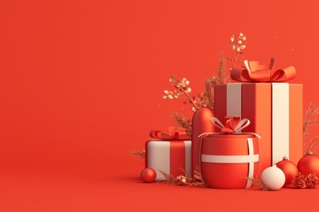 电商红色背景元素