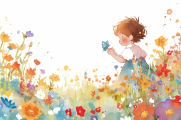 水彩卡通童趣插画