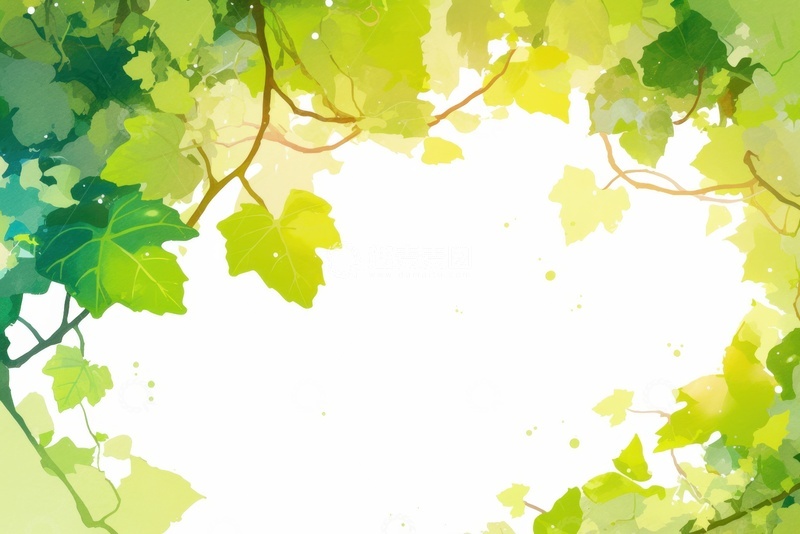 高清大图下载【趣麦麦图】夏季葡萄藤边框背景