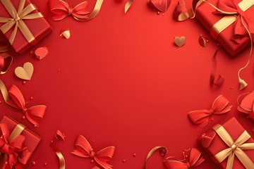 大红色礼品盒边框背景
