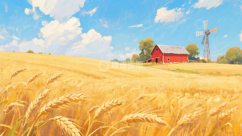 高清大图下载【趣麦麦图】麦浪翻涌丰收