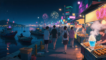 海滨夜市烟火气息