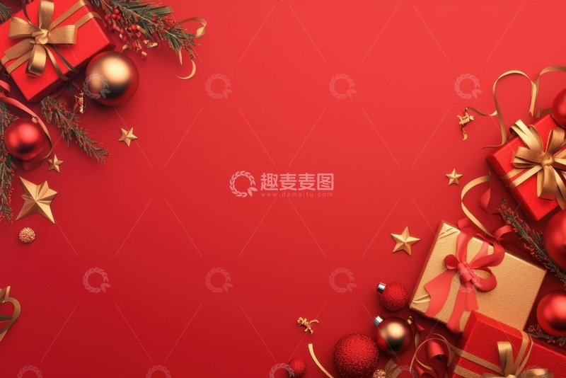高清大图下载【趣麦麦图】红色礼盒边框背景