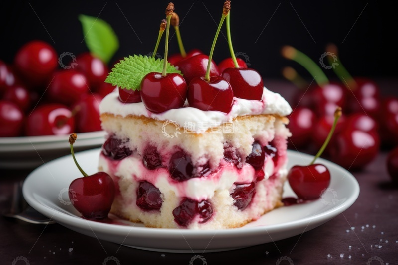 高清大图下载【趣麦麦图】樱桃水果夹心蛋糕