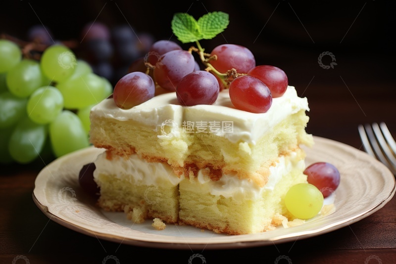 高清大图下载【趣麦麦图】美味的水果葡萄蛋糕