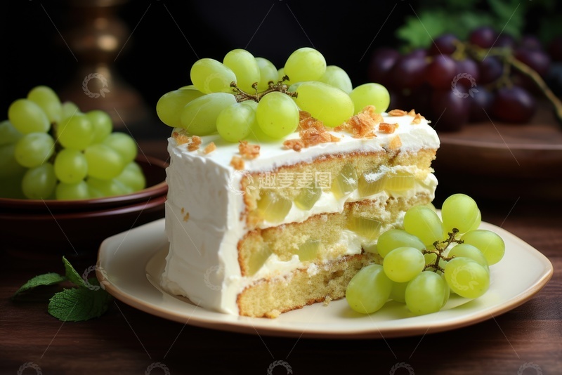 高清大图下载【趣麦麦图】葡萄水果夹心奶油蛋糕