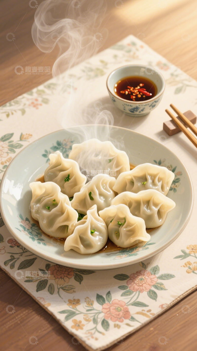 高清大图下载【趣麦麦图】传统饺子的热乎味4