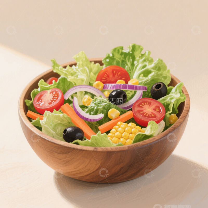 高清大图下载【趣麦麦图】蔬菜沙拉的健康味1