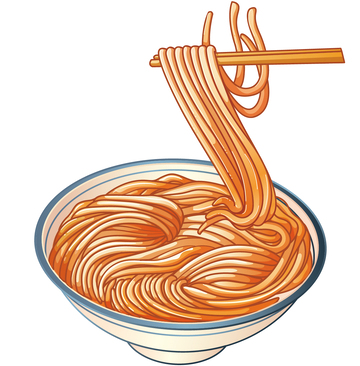 手绘一碗面条米粉