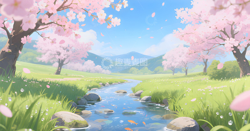高清大图下载【趣麦麦图】春季小河风景