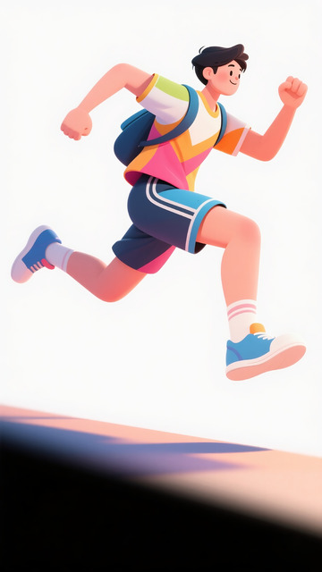 奔跑男孩插画