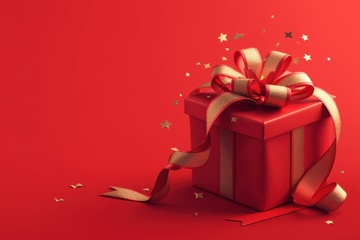 大红色电商礼品盒边框背景