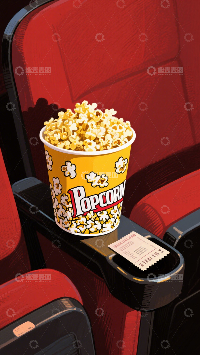 高清大图下载【趣麦麦图】电影爆米花插画4