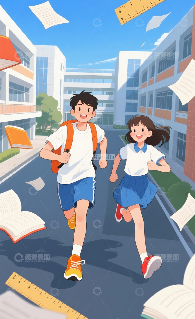 高清大图下载【趣麦麦图】开学季插画