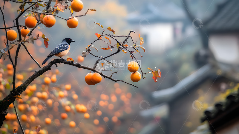 秋天站在枝头上的小鸟5