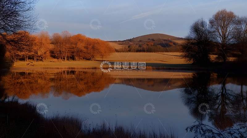高清大图下载【趣麦麦图】秋冬文艺风水塘树木摄影3