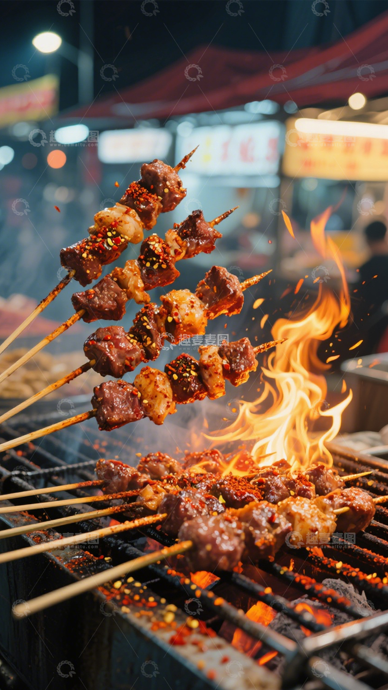 高清大图下载【趣麦麦图】烟火烧烤肉串3