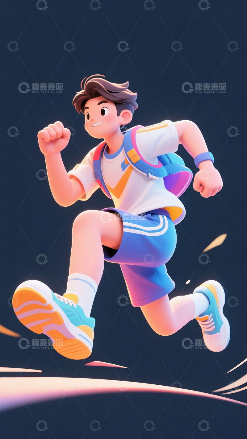 高清大图下载【趣麦麦图】奔跑男孩插画2