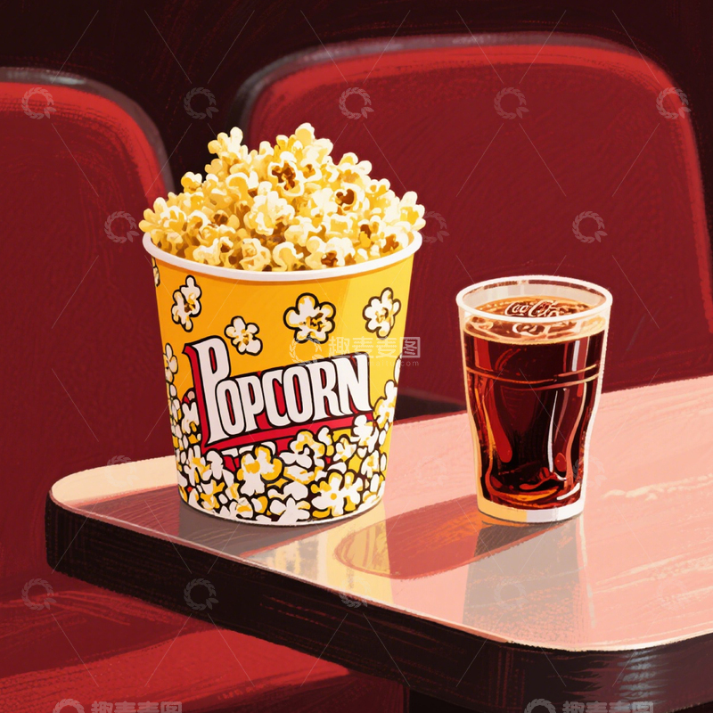 高清大图下载【趣麦麦图】电影爆米花插画1
