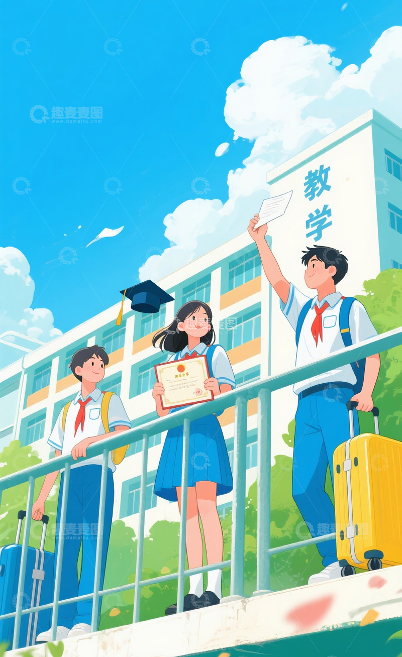 高清大图下载【趣麦麦图】-毕业插画