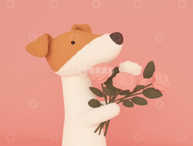 高清大图下载【趣麦麦图】带有花朵的卡通狗AI插画摄影照片高清图片带有花朵的卡通狗AI插画摄影照片高清图片带有花朵的卡通狗AI插画摄影照片高清图片