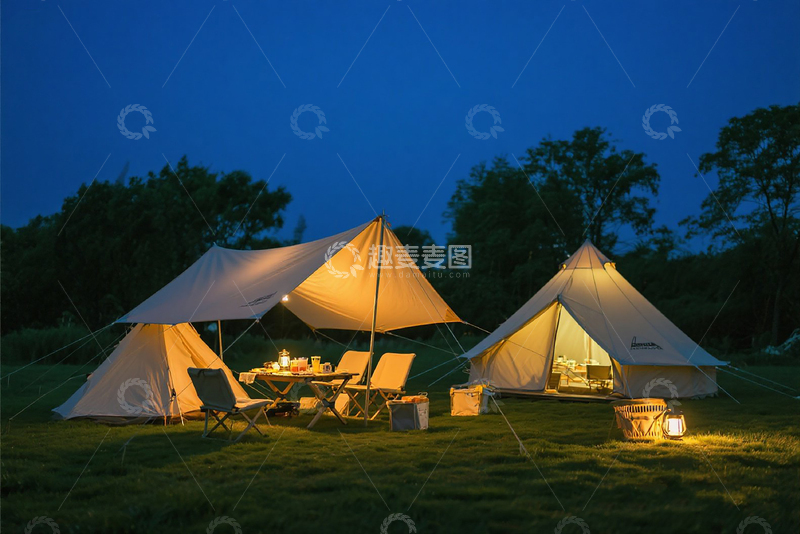 高清大图下载【趣麦麦图】夜间露营，氛围感1