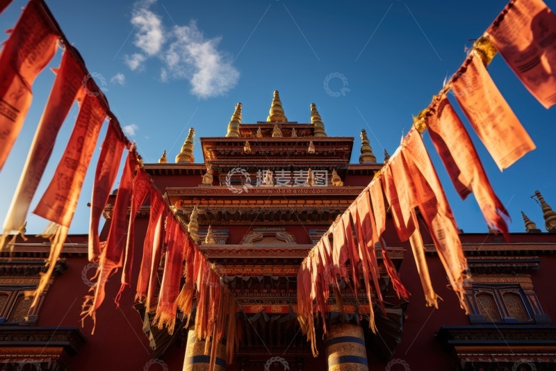 高清大图下载【趣麦麦图】西藏佛塔经幡