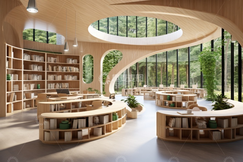 高清大图下载【趣麦麦图】现代森林生态图书馆
