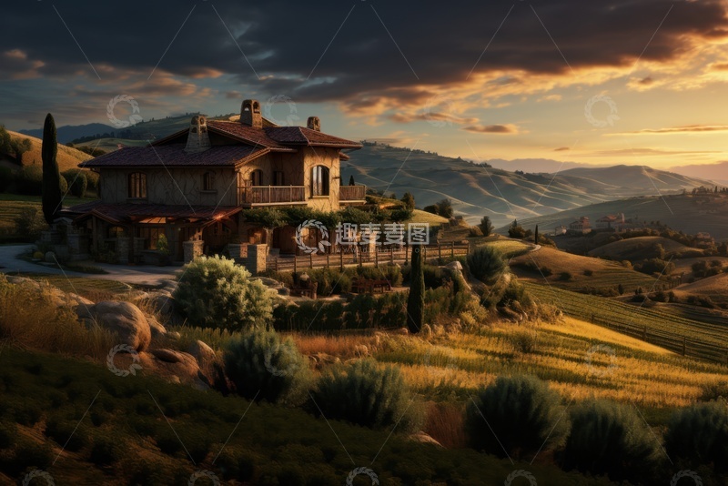 高清大图下载【趣麦麦图】乡村度假屋建筑自然风景