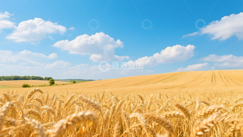 高清大图下载【趣麦麦图】金黄的麦田摄影图